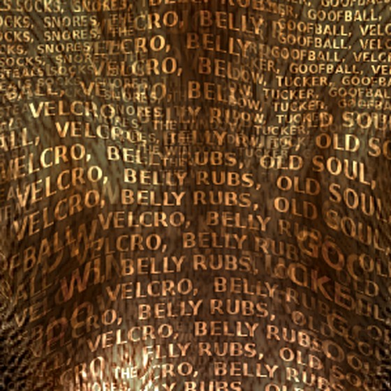 Close-up: the portrait is made entirely of words